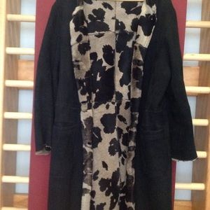 Vakko Shearling Hooded Reversible Coat M EUC